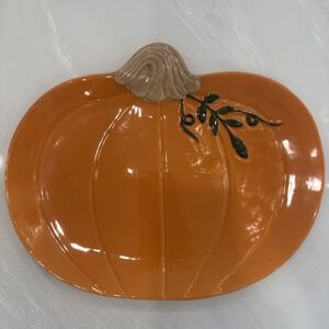 Hobby Lobby Pumpkin Ceramic Large‎ Platter 14" X 12"